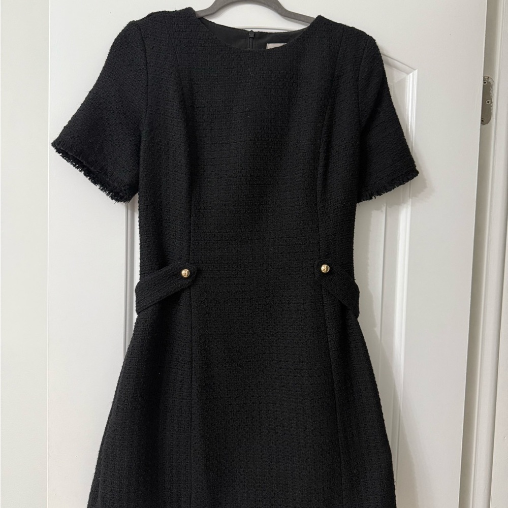H&M Black Tweed Fit and Flare Dress Professional little black dress